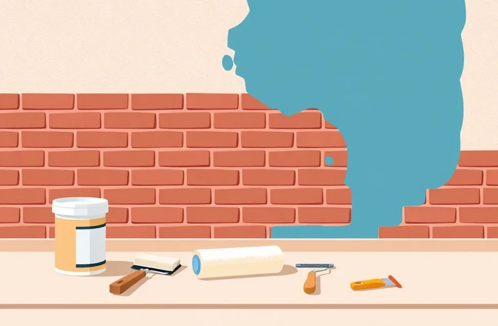 Outils de peinture disposés dans l'ordre des étapes du chantier
